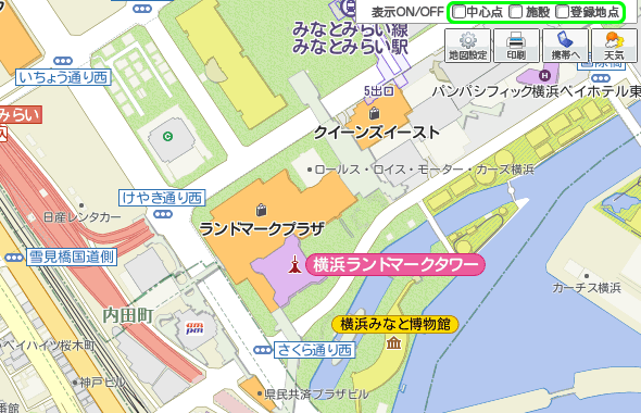 地図上のアイコンの表示／非表示