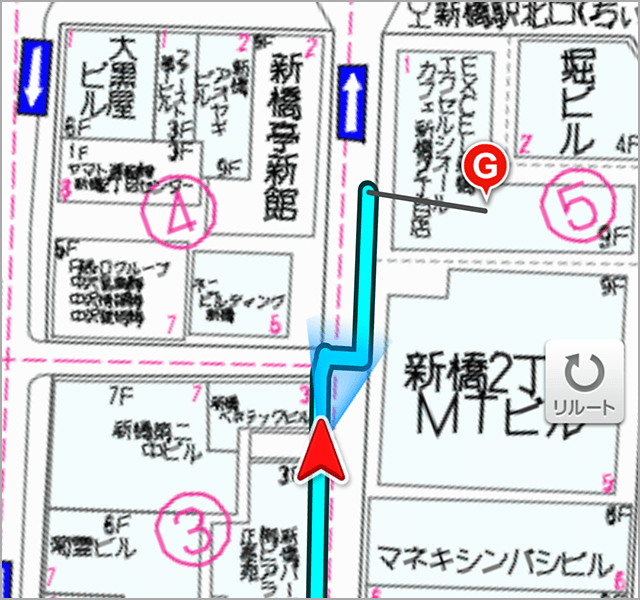 目的地周辺で「ゼンリン住宅地図」表示に自動切替