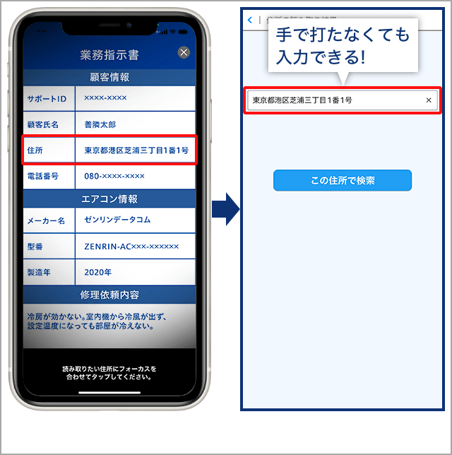 カメラ/画像から住所を読み取れる